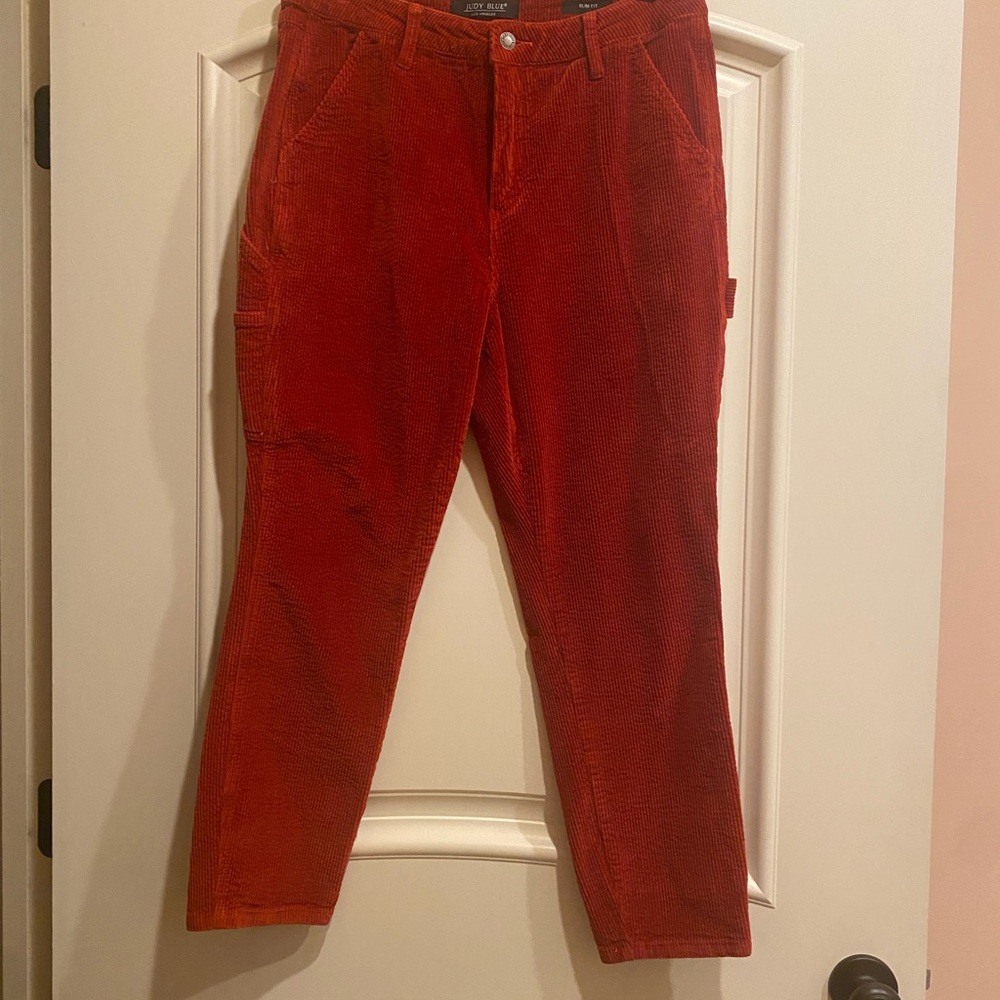 Judy Blue Vibrant Red Corduroy Pants